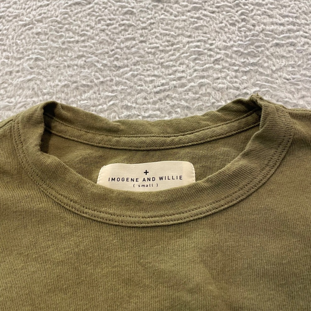 Imogene and Willie T-Shirt Men Small Olive Green Short Sleeve Crew Neck USA Made - Picture 3 of 8